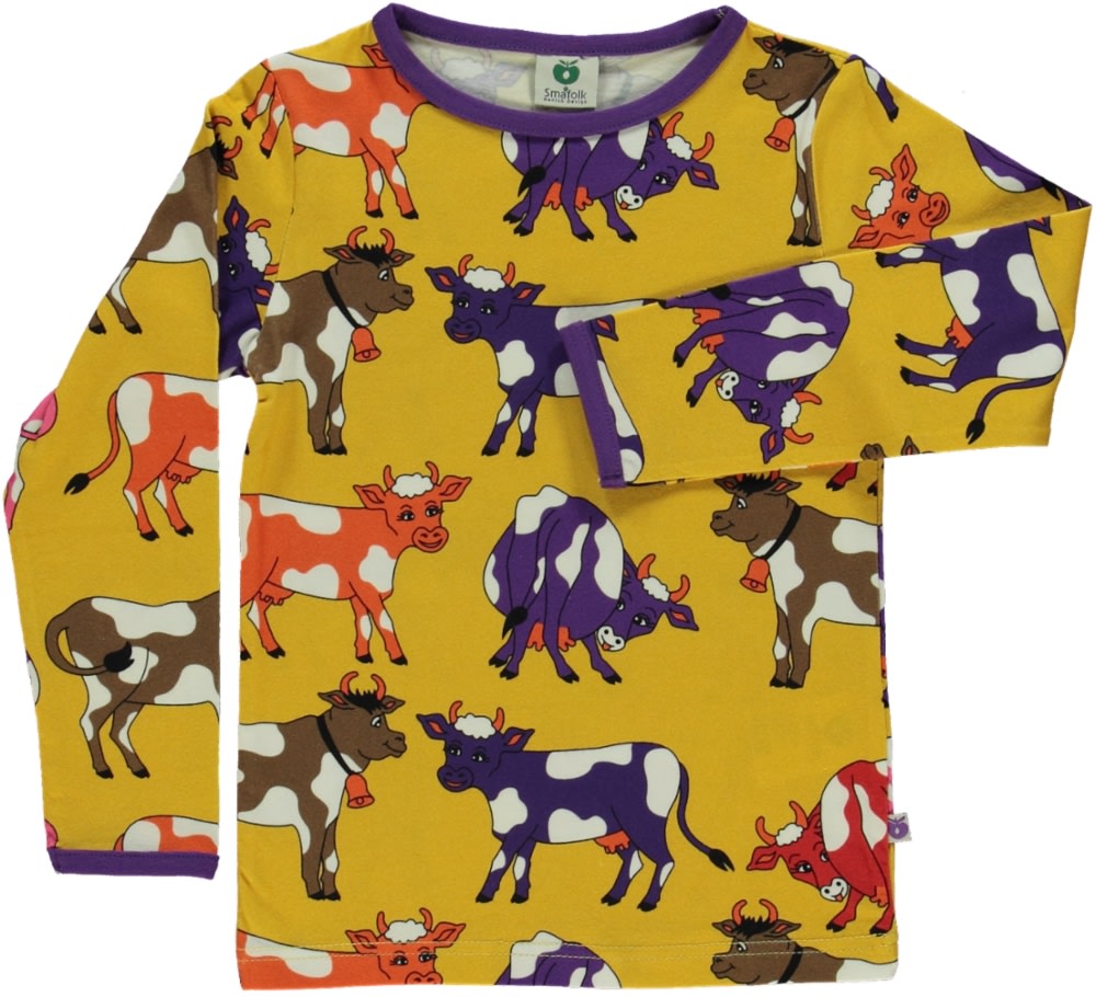 Long-sleeved blouse with cows
