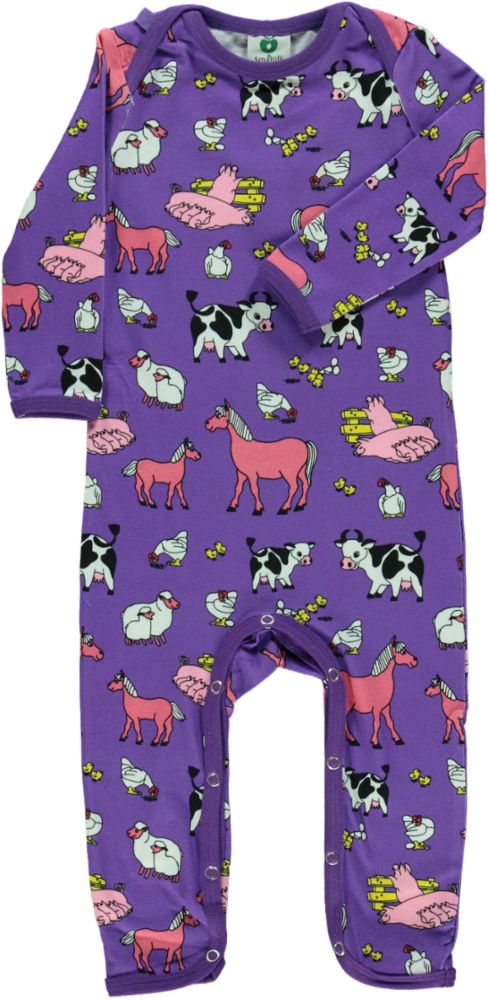 Long-sleeved all-in-one with farm animals