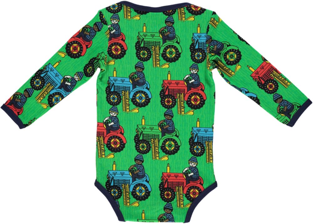 Long-sleeved tractor print bodysuit