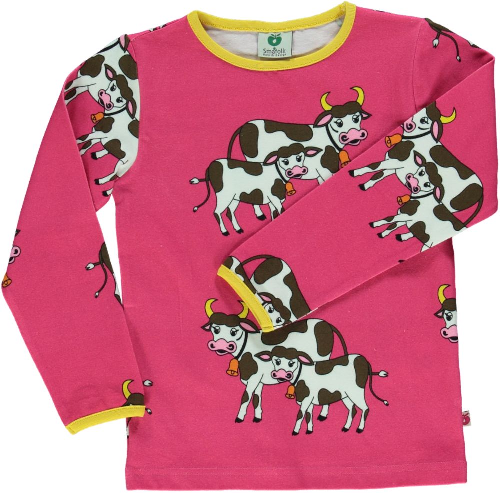 Long-sleeved blouse with a cow print