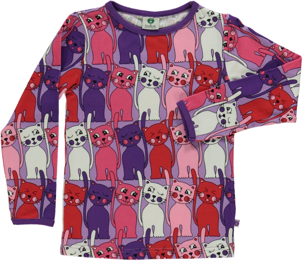 Long-sleeved blouse with cats