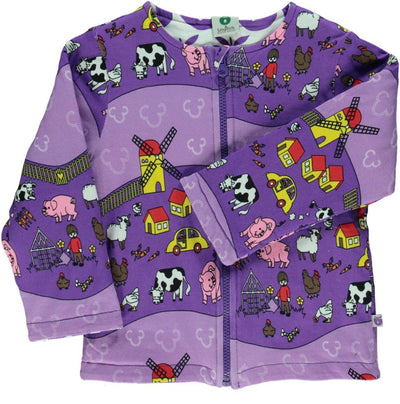 Reversible padded jacket landscape and apples