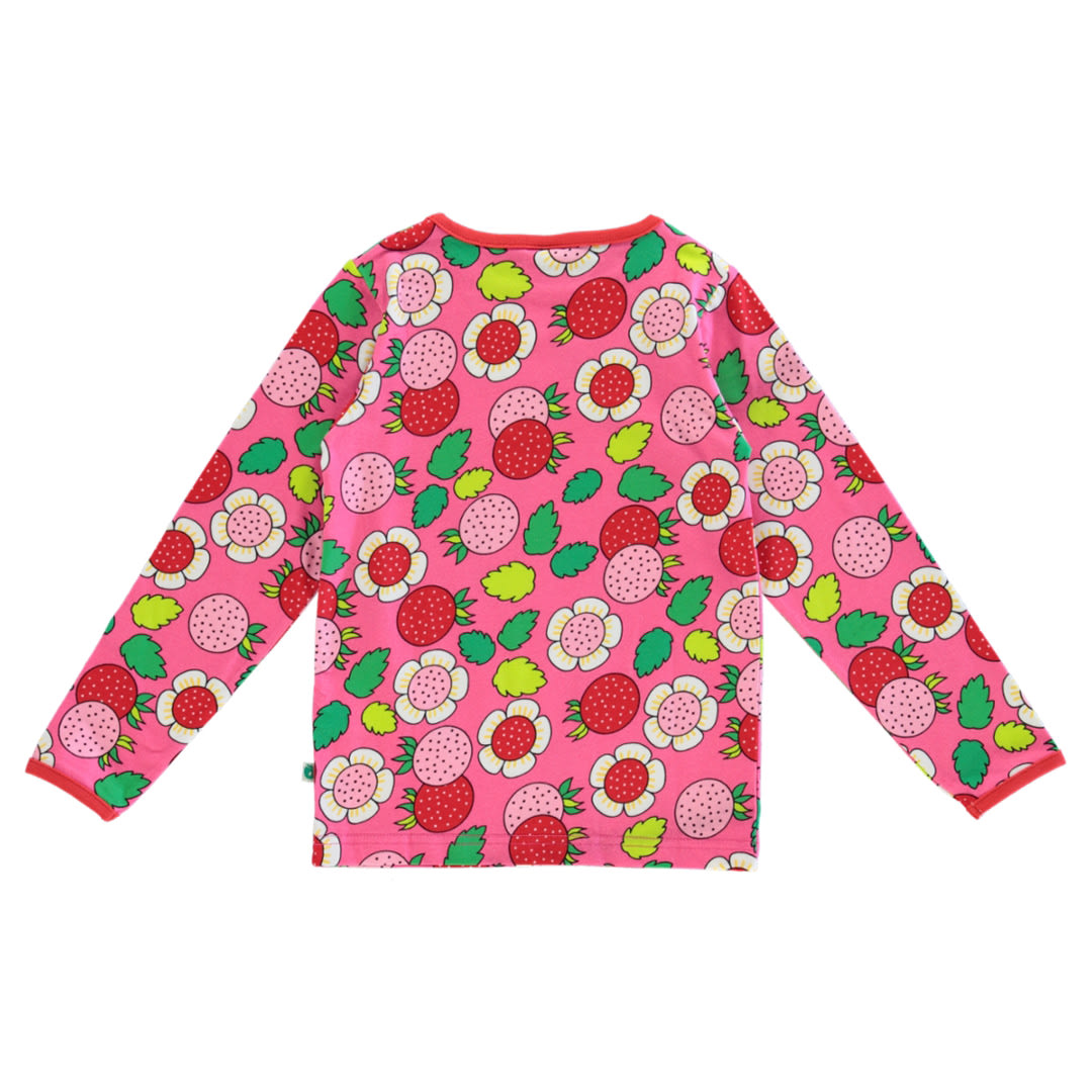 Long-sleeved blouse with strawberries