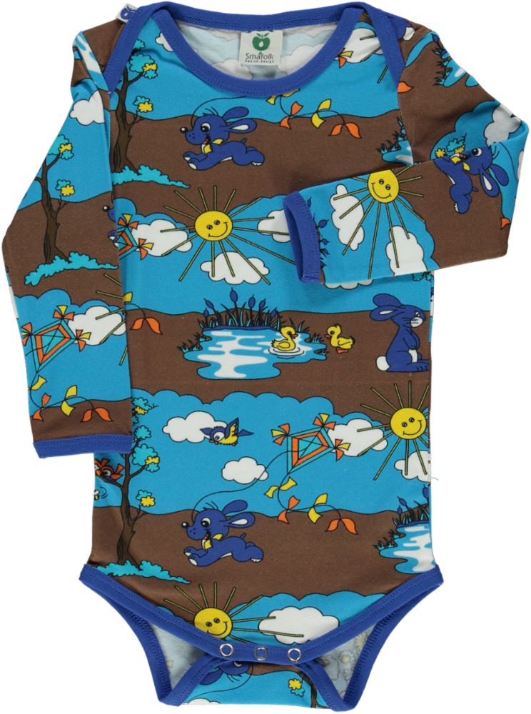 Long-sleeved bodysuit with autumn landscape