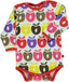 Long-sleeved bodysuit with retro apples