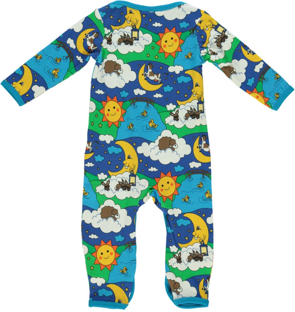 Long-sleeved jumpsuit with night landscape