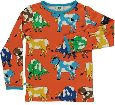 Long-sleeved blouse with cows