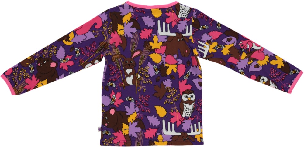 Long-sleeved blouse with forest animals
