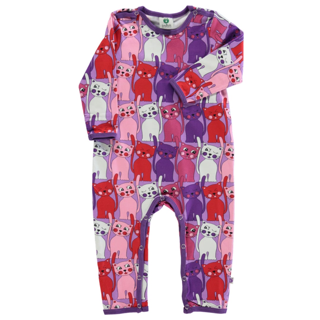 Long-sleeved jumpsuit with cats