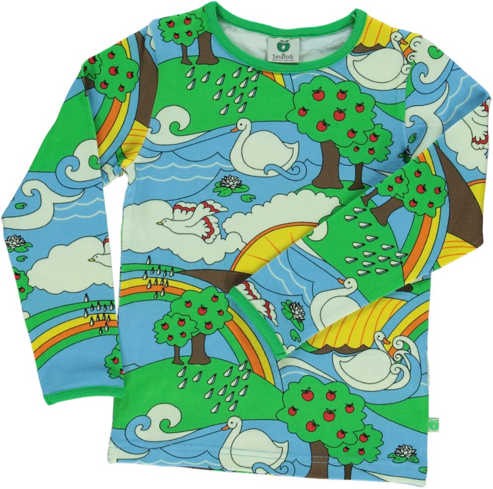Long-sleeved blouse with a landscape print