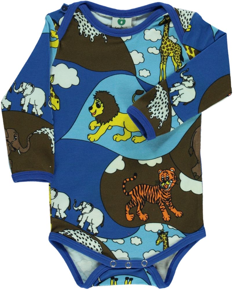 Long-sleeved bodysuit with zoo print