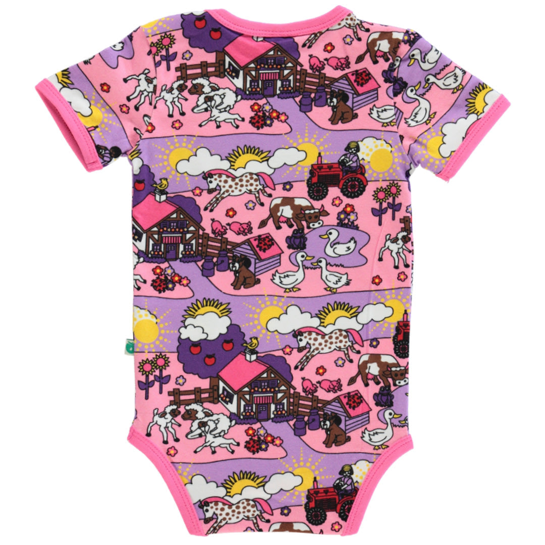 Short-sleeved bodysuit with farm