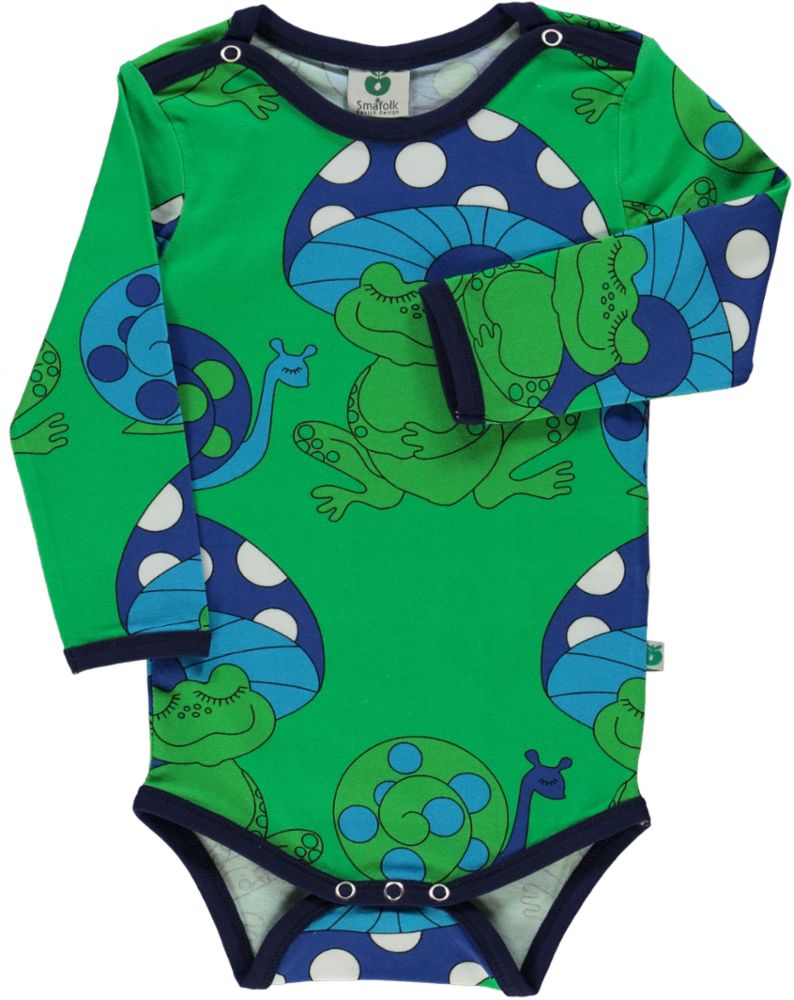 Long-sleeved bodysuit frogs and snails
