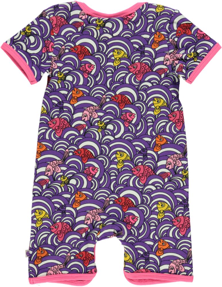 Short-sleeved full-body suit with fish print