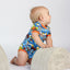 Short-sleeved bodysuit with farm