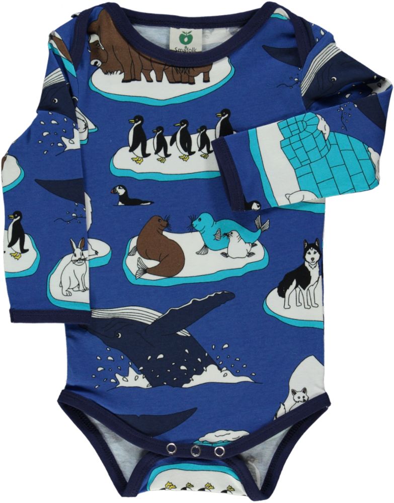 Long-sleeved bodysuit with winter animals