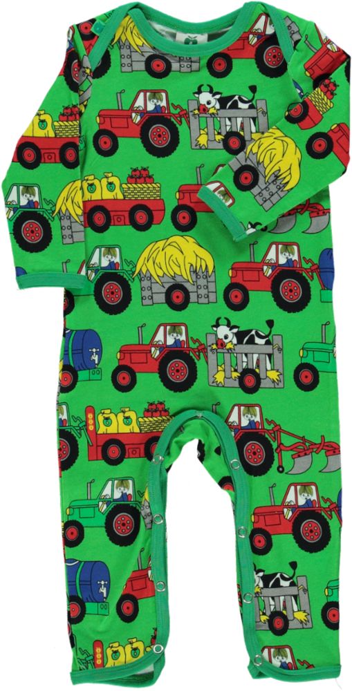 Long-sleeved tractor print bodysuit