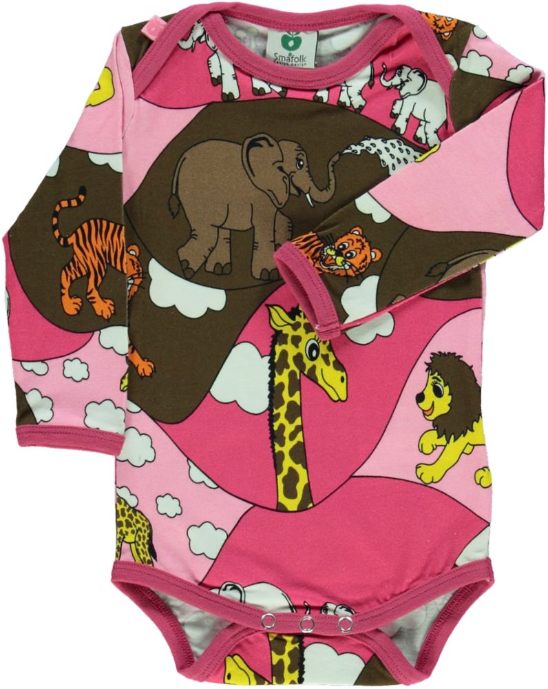 Long-sleeved bodysuit with zoo print