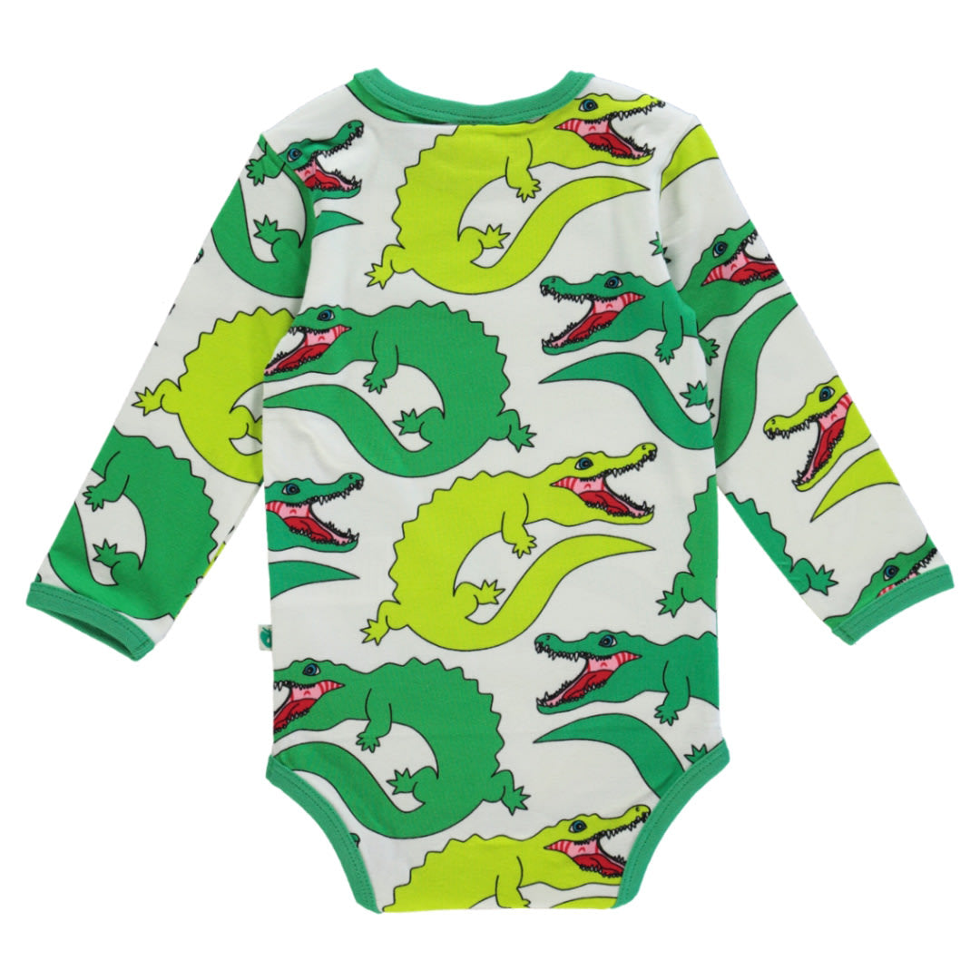 Long-sleeved bodysuit with crocodiles