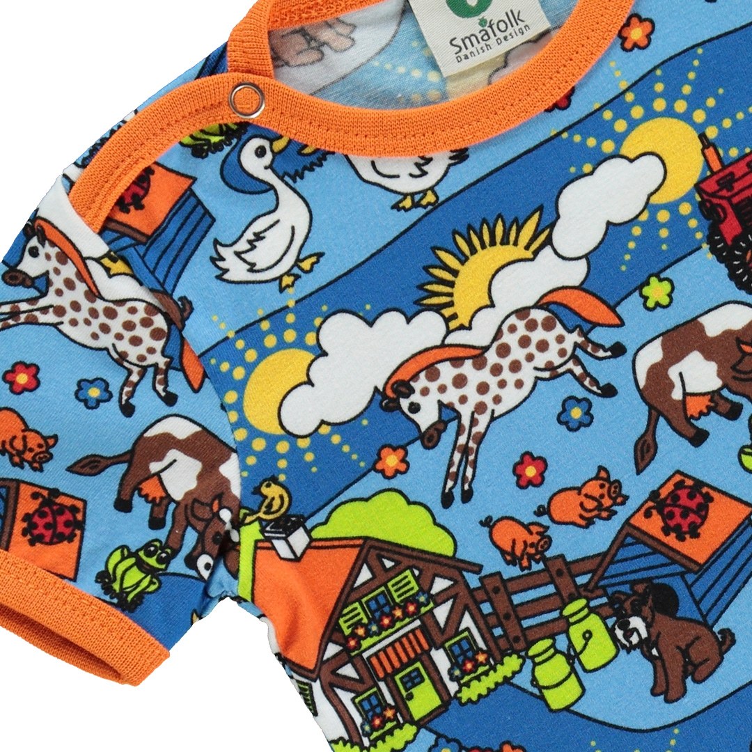 Short-sleeved bodysuit with farm