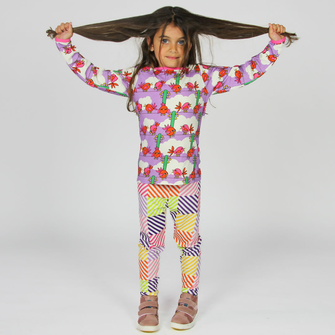 Long-sleeved blouse with birds