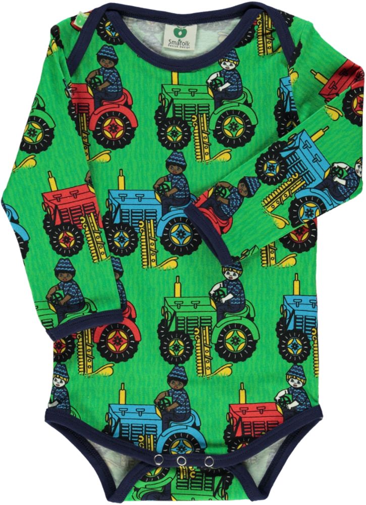 Long-sleeved tractor print bodysuit