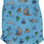 High-waisted swim diapers with an ocean-themed print