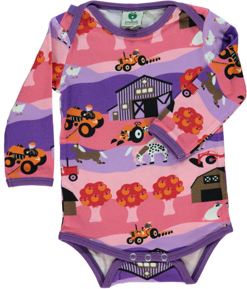 Long-sleeved bodysuit with landscape print