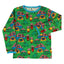 Long-sleeved blouse with mushroom houses