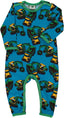 Long-sleeved all-in-one with diggers and dump trucks