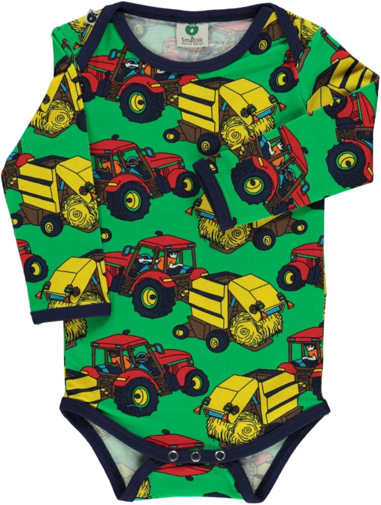 Long-sleeved tractor print bodysuit