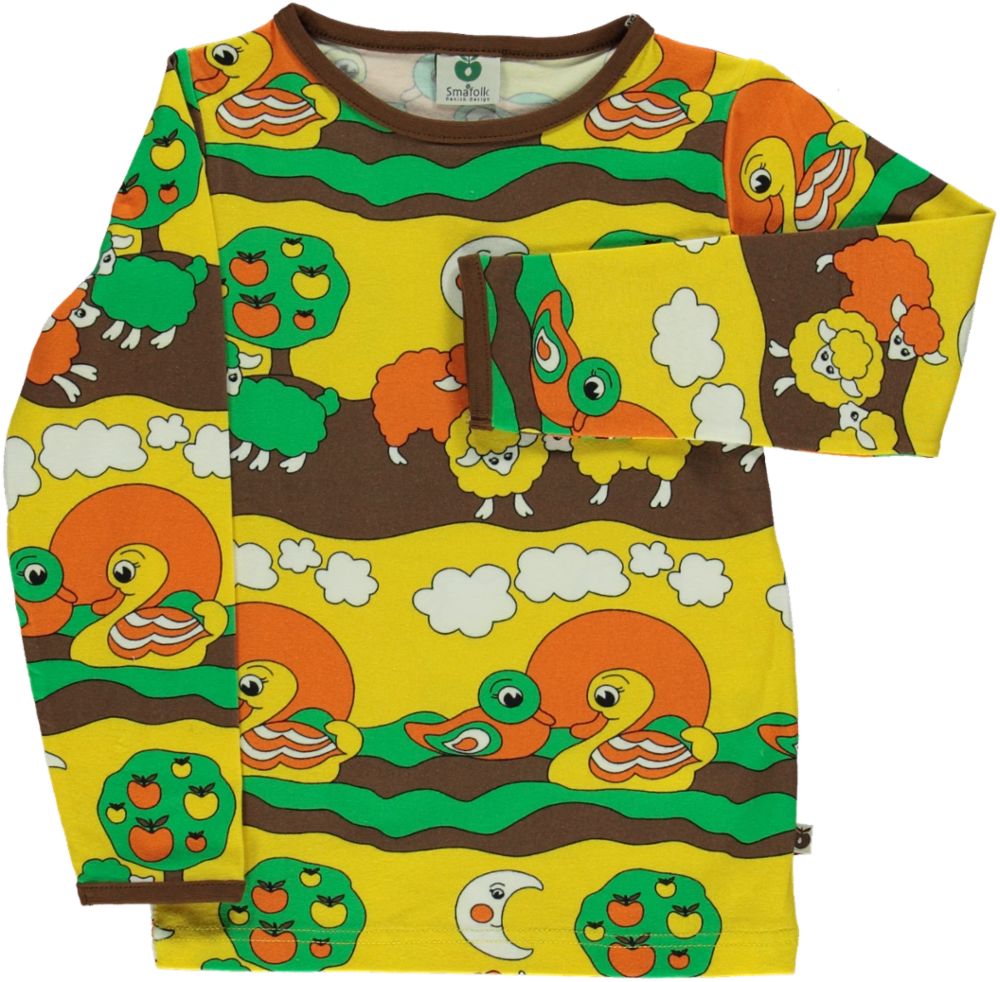 Long-sleeved top with sheep and ducks