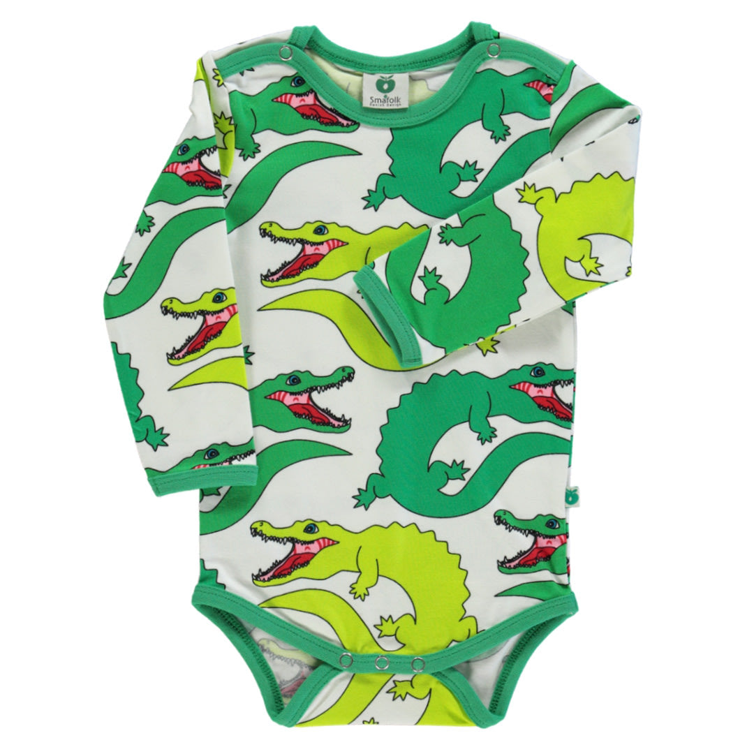Long-sleeved bodysuit with crocodiles