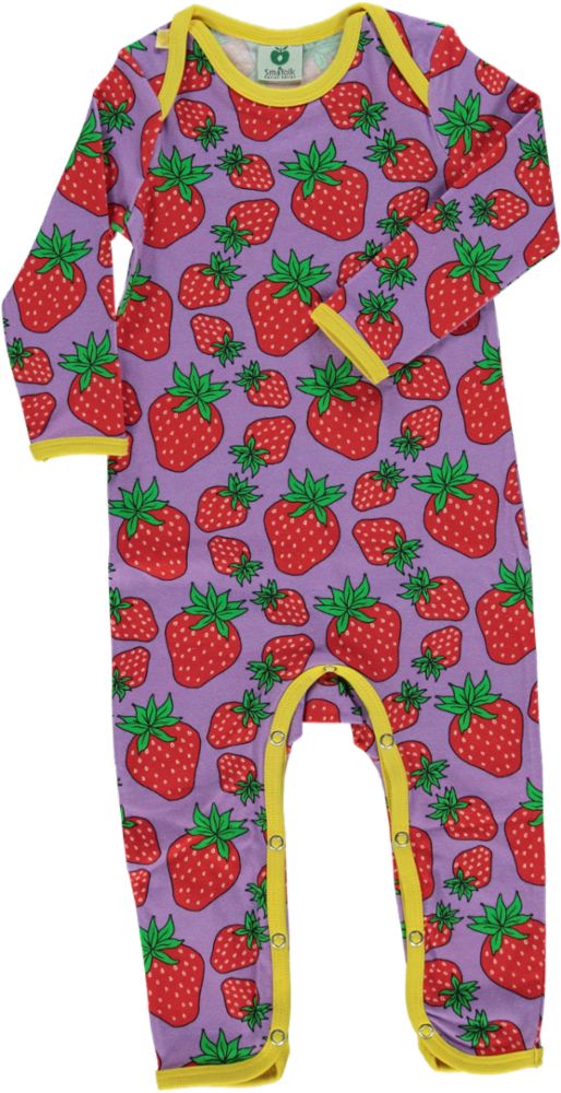 Long-sleeved all-in-one with strawberries