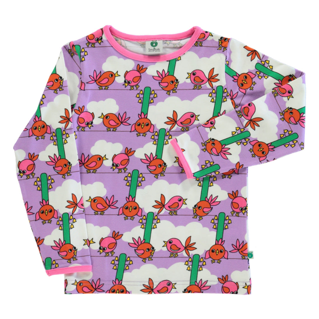 Long-sleeved blouse with birds