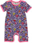 Short-sleeved full-body suit with fish print