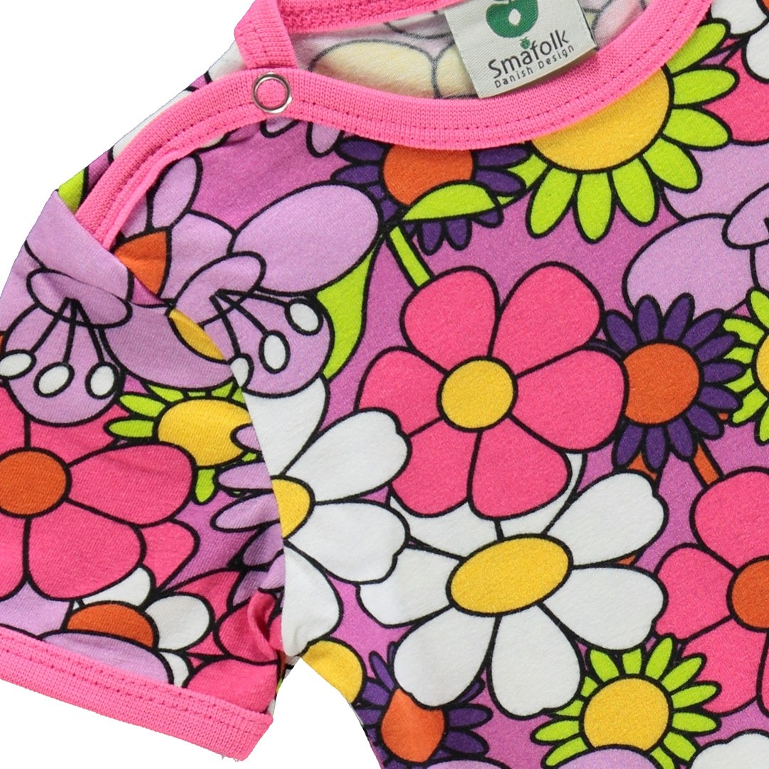 Short-sleeved bodysuit with flowers