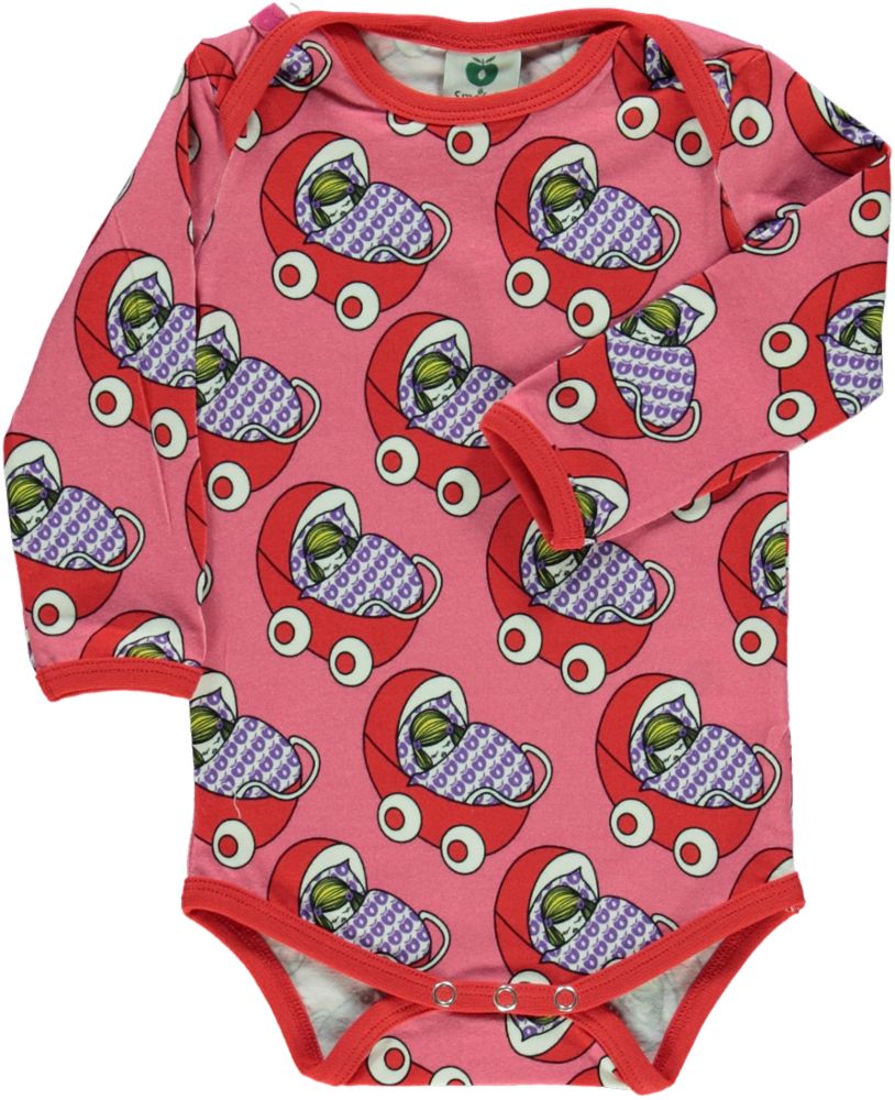 Long-sleeved bodysuit with a pram print
