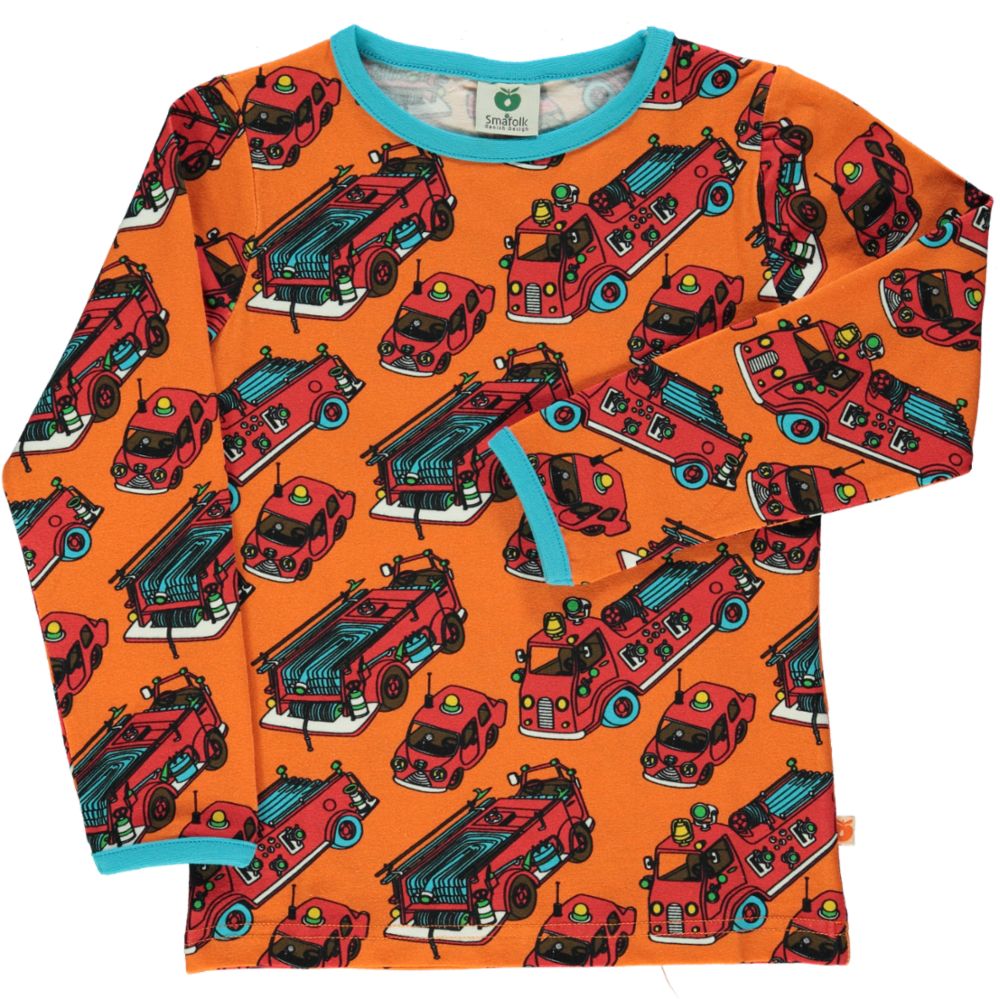 Long-sleeved top with fire engine