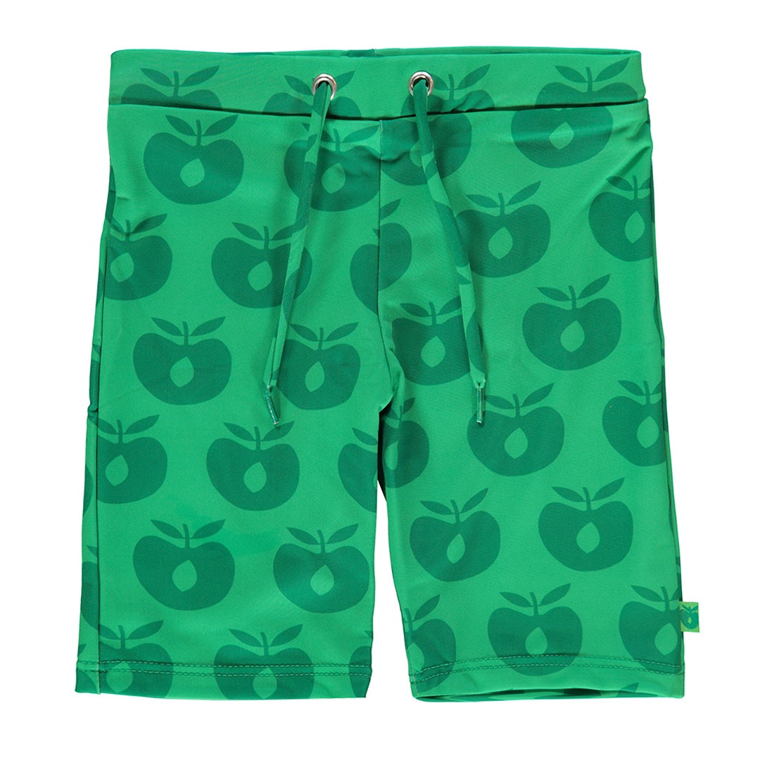 Long swimming trunks with apples