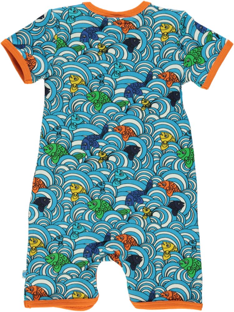 Short-sleeved full-body suit with fish print