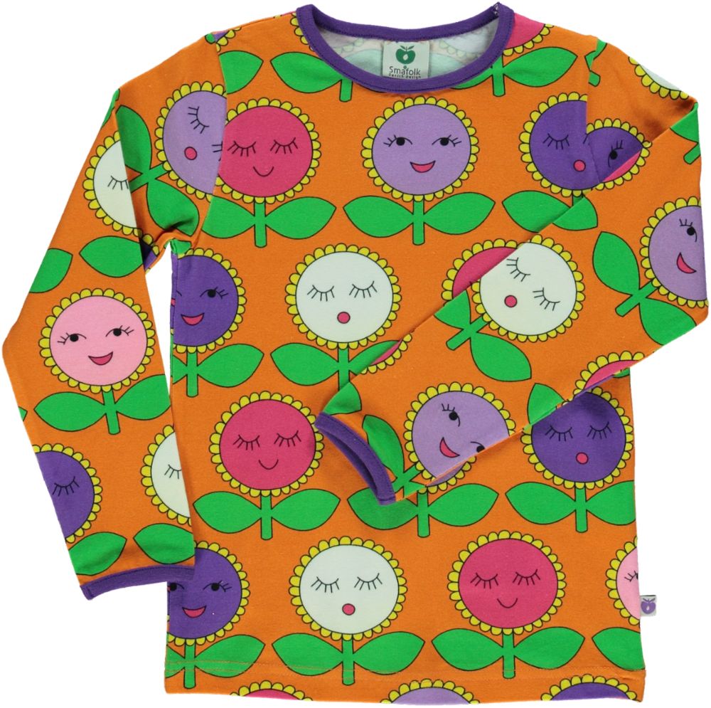 Long-sleeved blouse with cheerful flowers
