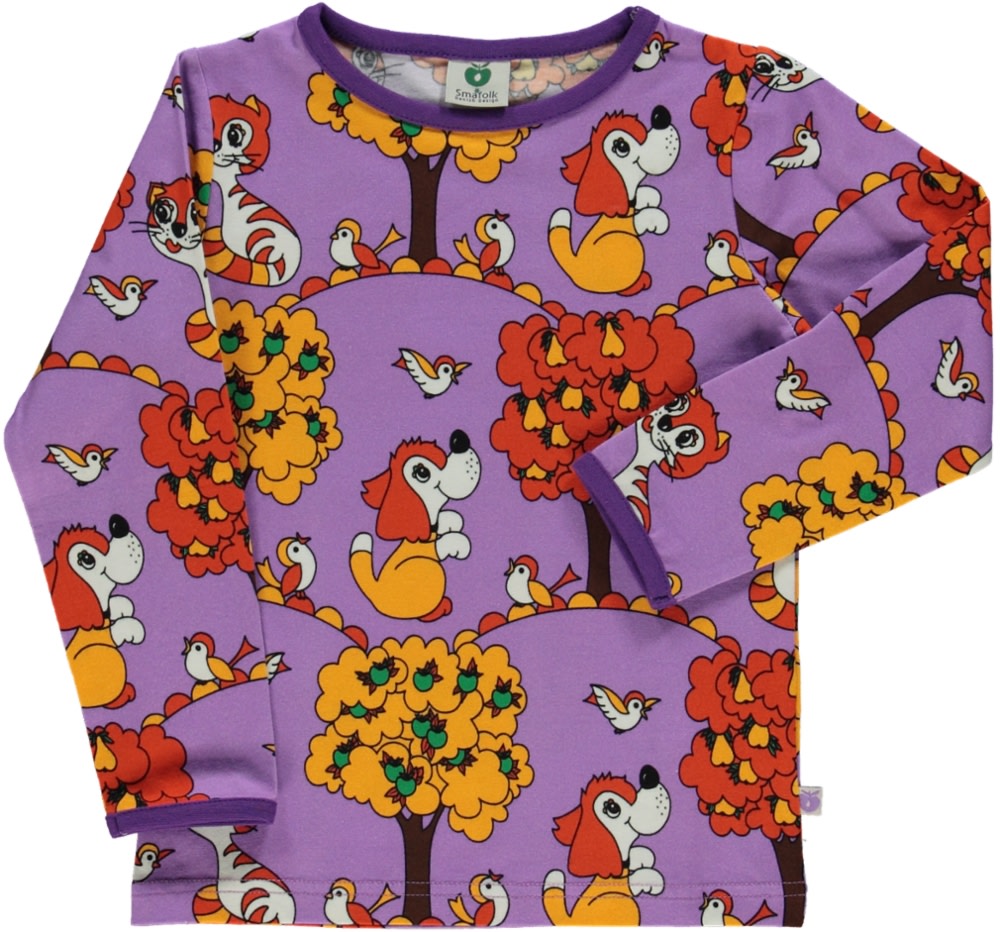 Long-sleeved blouse with forest landscape