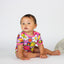 Short-sleeved bodysuit with flowers