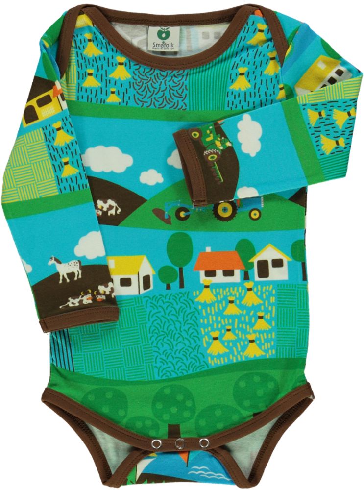 Long-sleeved bodysuit with landscape print