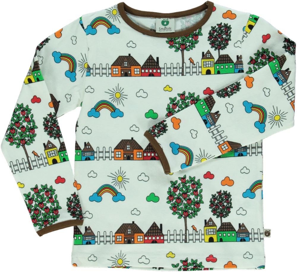 Long-sleeved t-shirt with house print