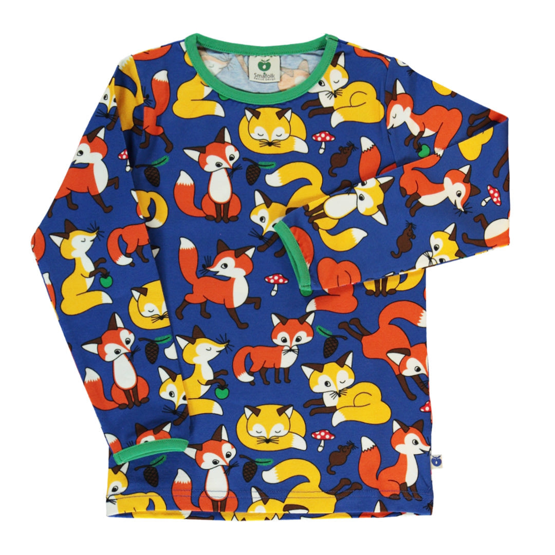 Long-sleeved blouse with foxes