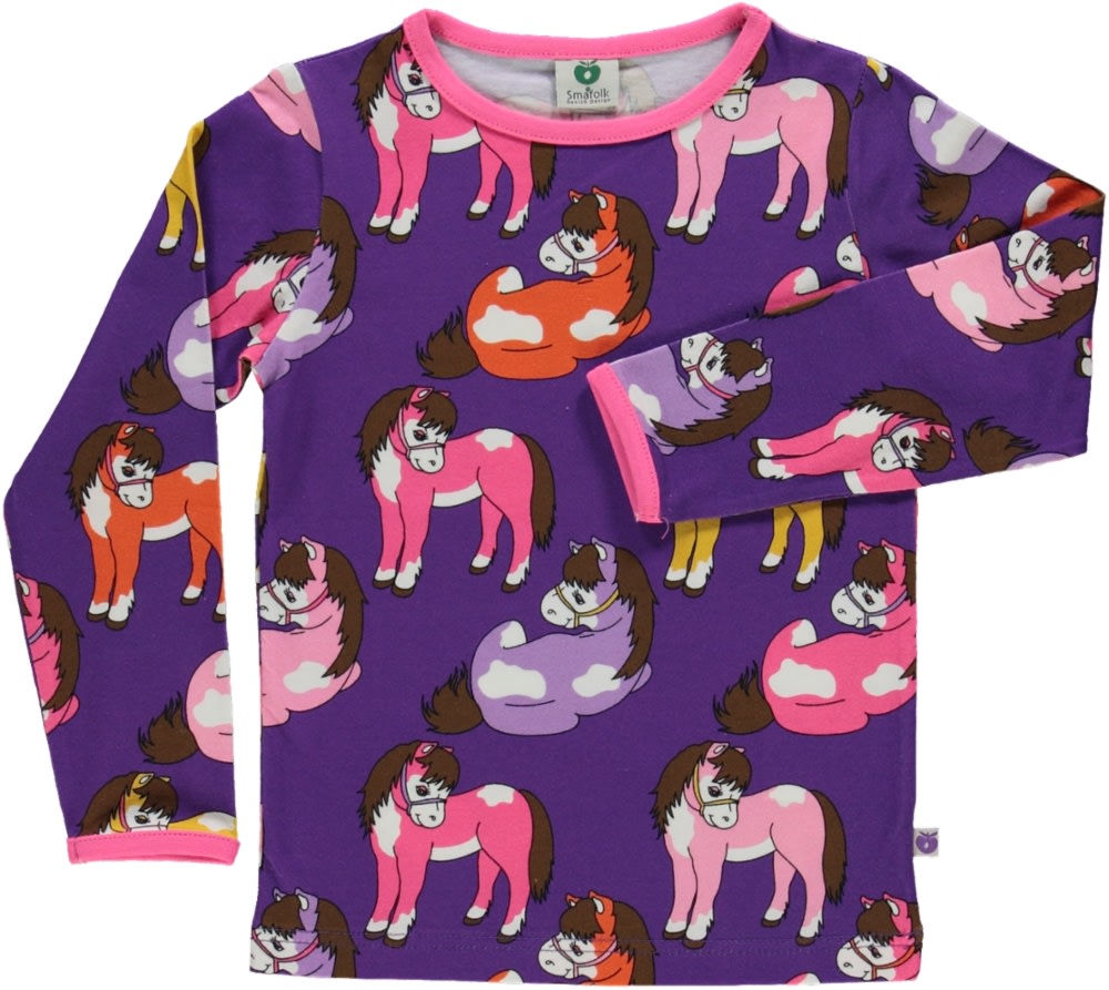 Long-sleeved blouse with horses