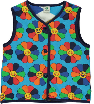 Reversible padded vest with flowers