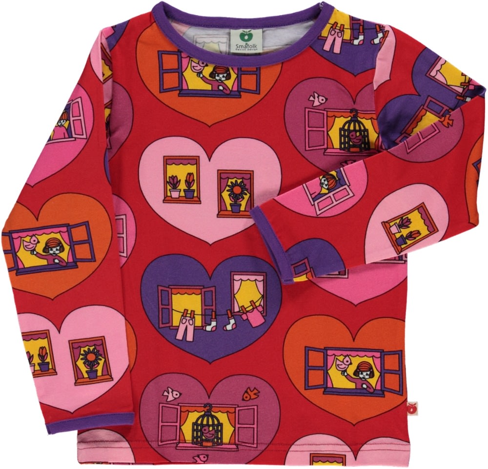 Long-sleeved blouse with hearts